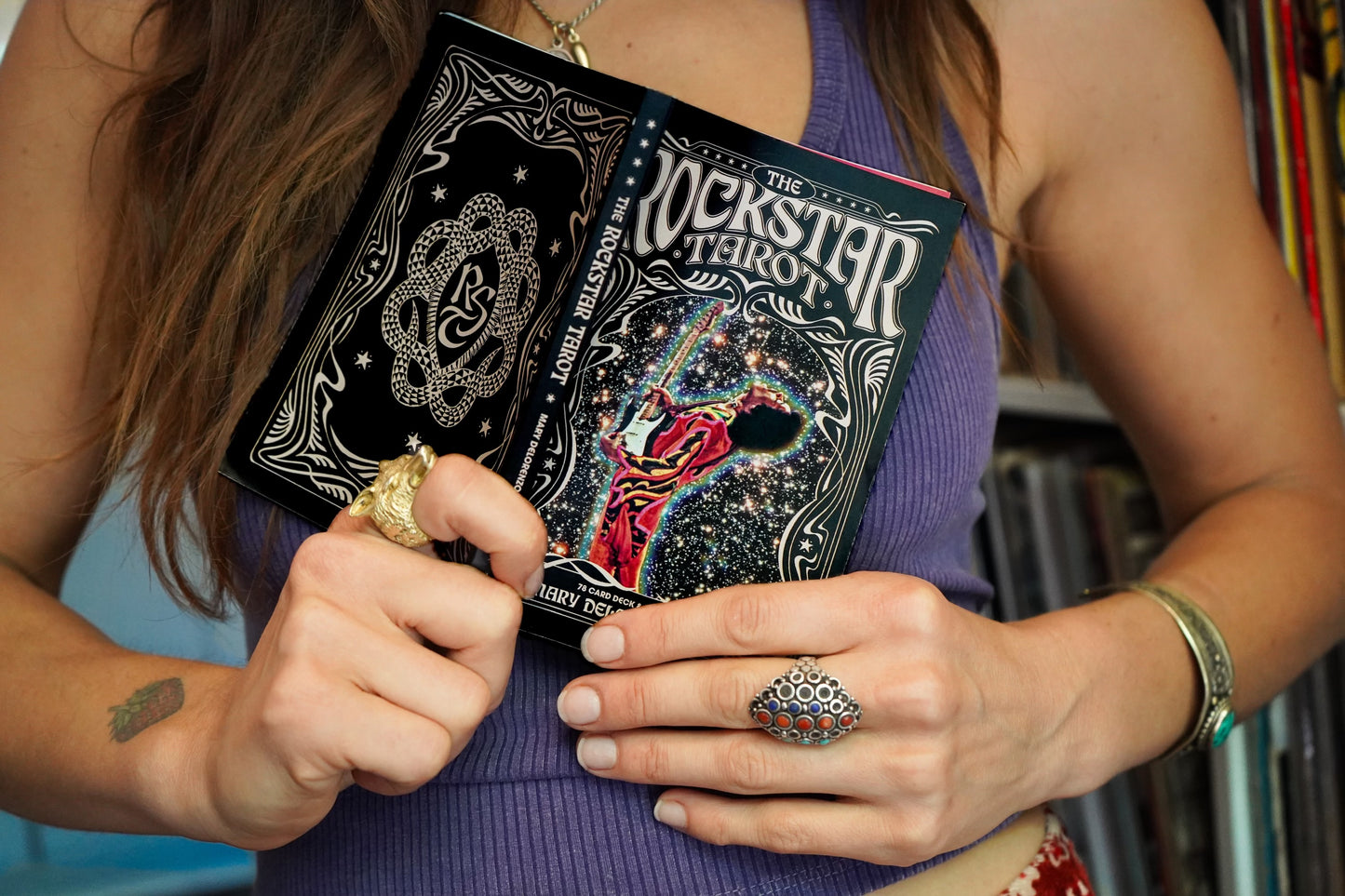 The Rockstar Tarot is the highly anticipated first tarot deck by artist & creator, Mary DeLorenzo-Woods 